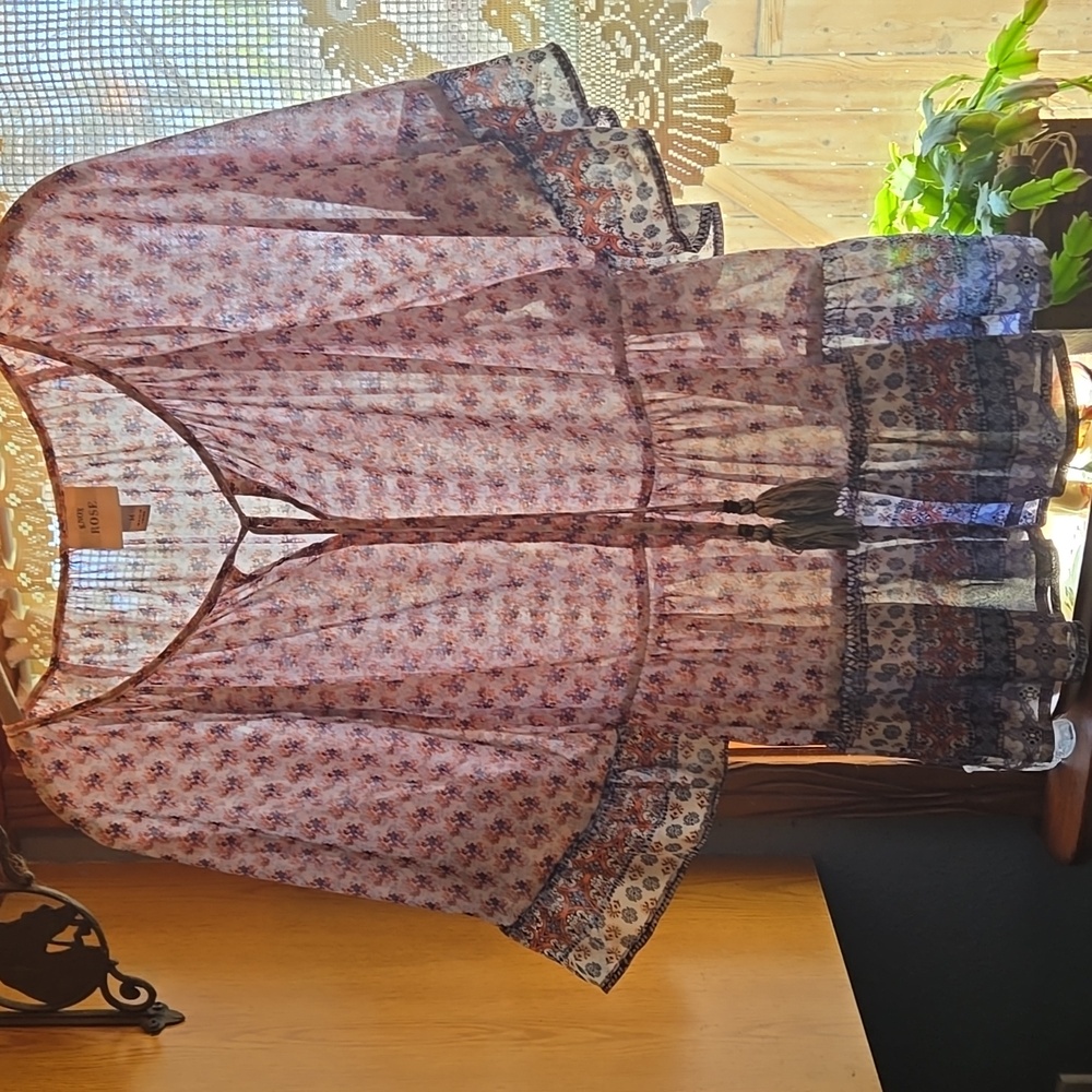 Boho Floral Print, Festival Bouse, Fairy, Semi Sheer, Whimsigoth, Angel sleeves - Picture 1 of 14
